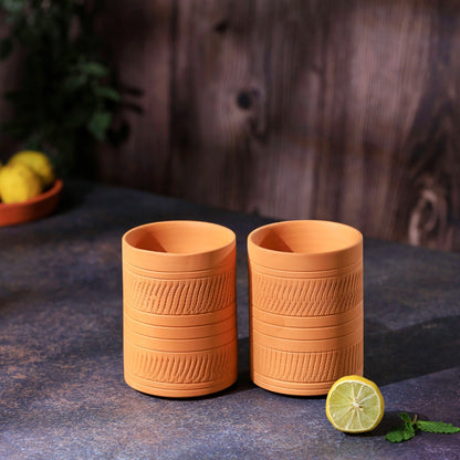 Terracotta Kohinoor Jumbo Glass | Handmade Clay Water Glass – Mugs on Brown Living™. SKU: DG-12. Img 12.