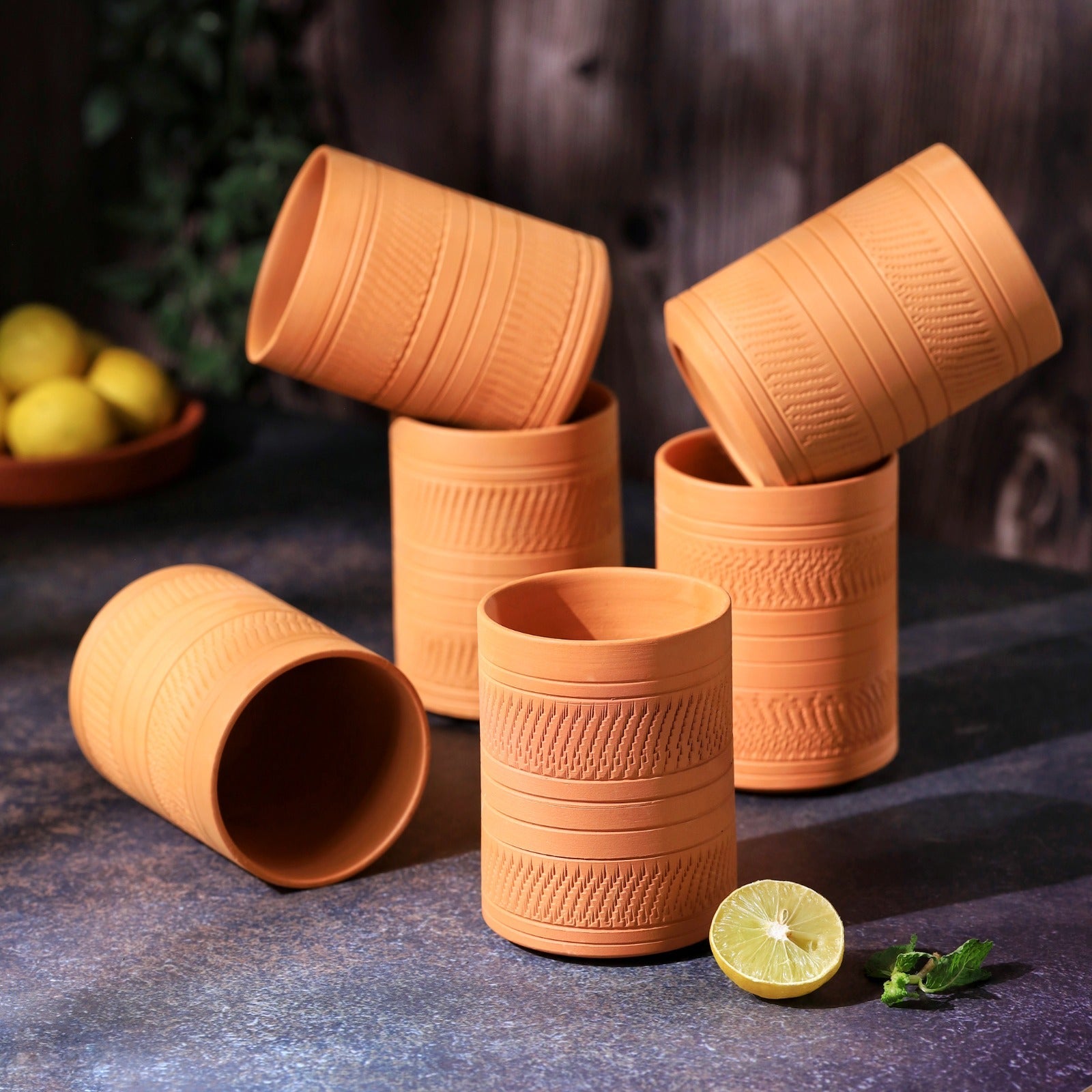 Terracotta Kohinoor Jumbo Glass | Handmade Clay Water Glass – Mugs on Brown Living™. SKU: DG-12. Img 18.