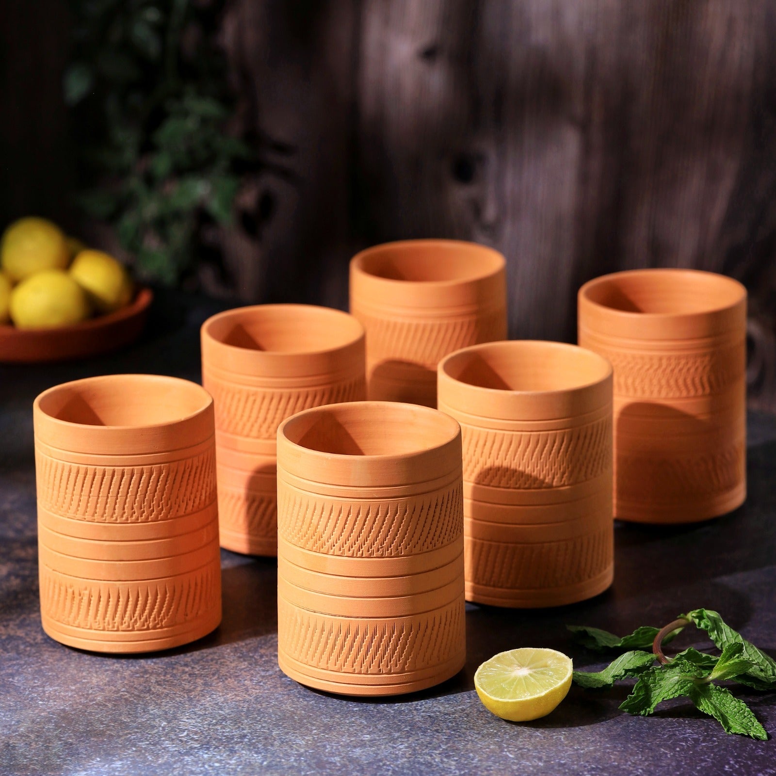 Terracotta Kohinoor Jumbo Glass | Handmade Clay Water Glass – Mugs on Brown Living™. SKU: DG-12. Img 5.