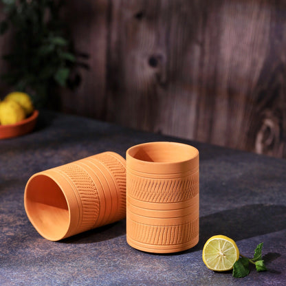 Terracotta Kohinoor Jumbo Glass | Handmade Clay Water Glass – Mugs on Brown Living™. SKU: DG-12. Img 11.