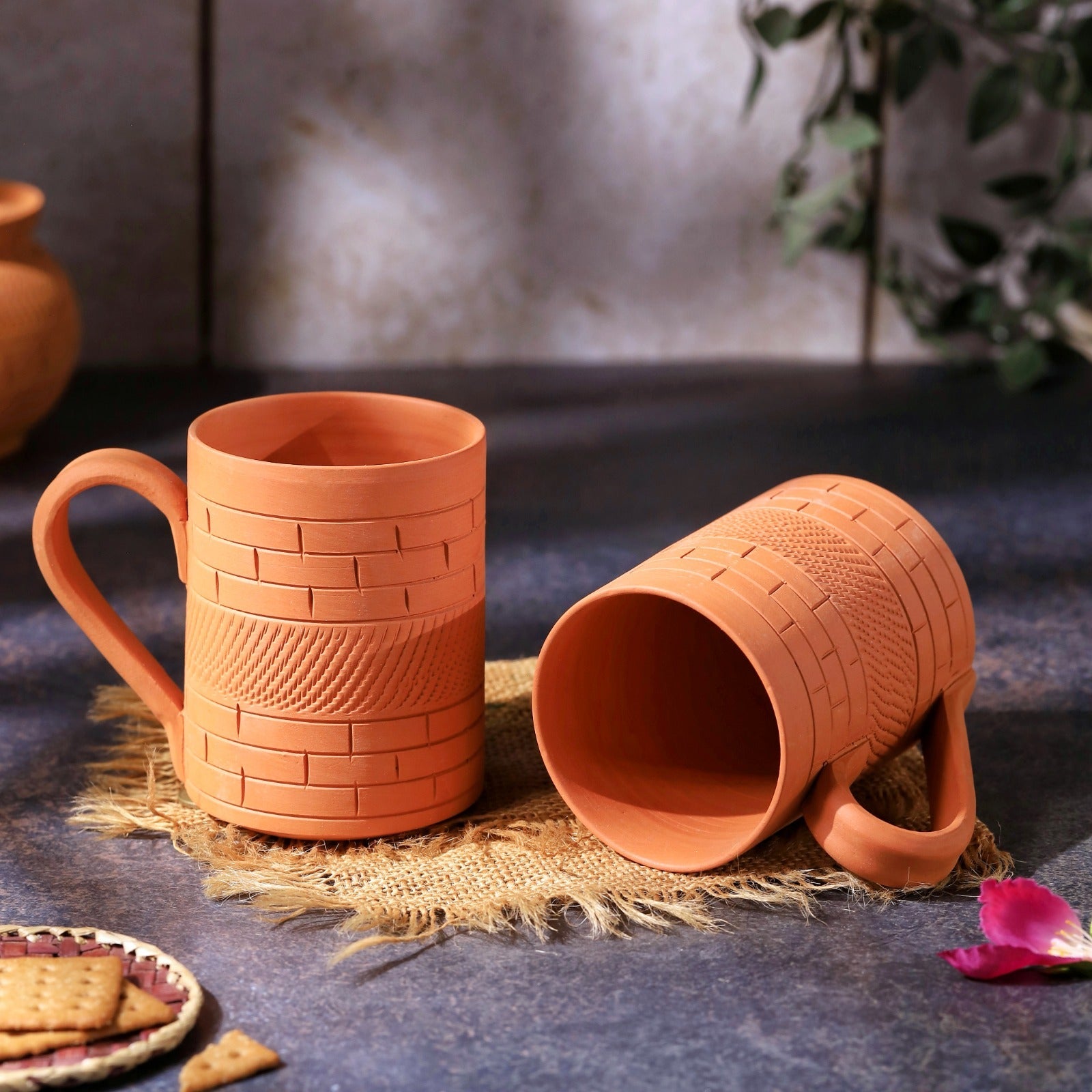 Terracotta Kohinoor Jumbo Mug – Handcrafted Natural Clay Large Mug – Mugs on Brown Living™. SKU: JM-7. Img 2.