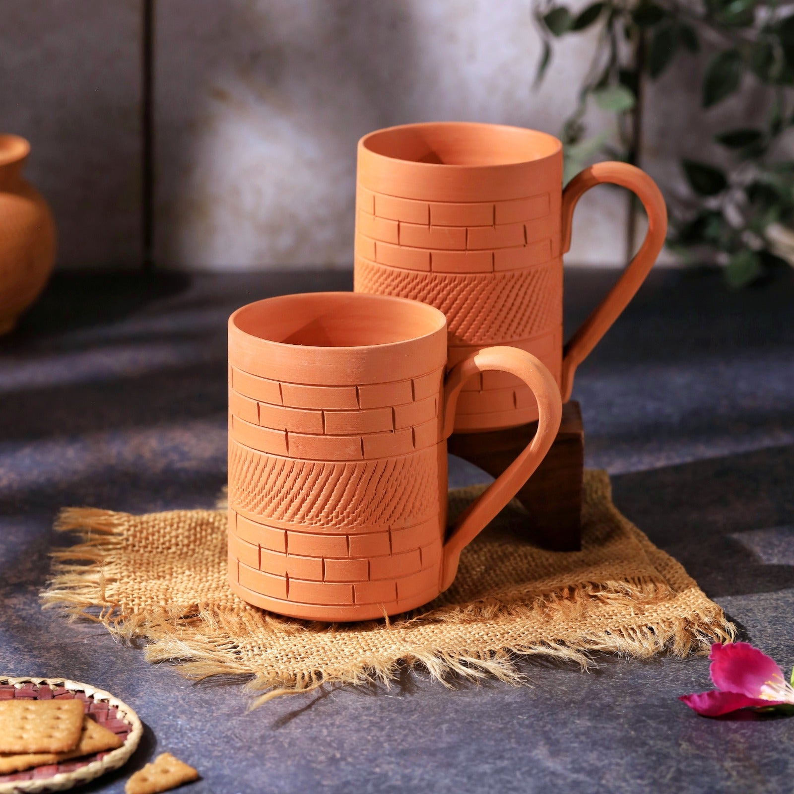 Terracotta Kohinoor Jumbo Mug – Handcrafted Natural Clay Large Mug – Mugs on Brown Living™. SKU: JM-7. Img 1.