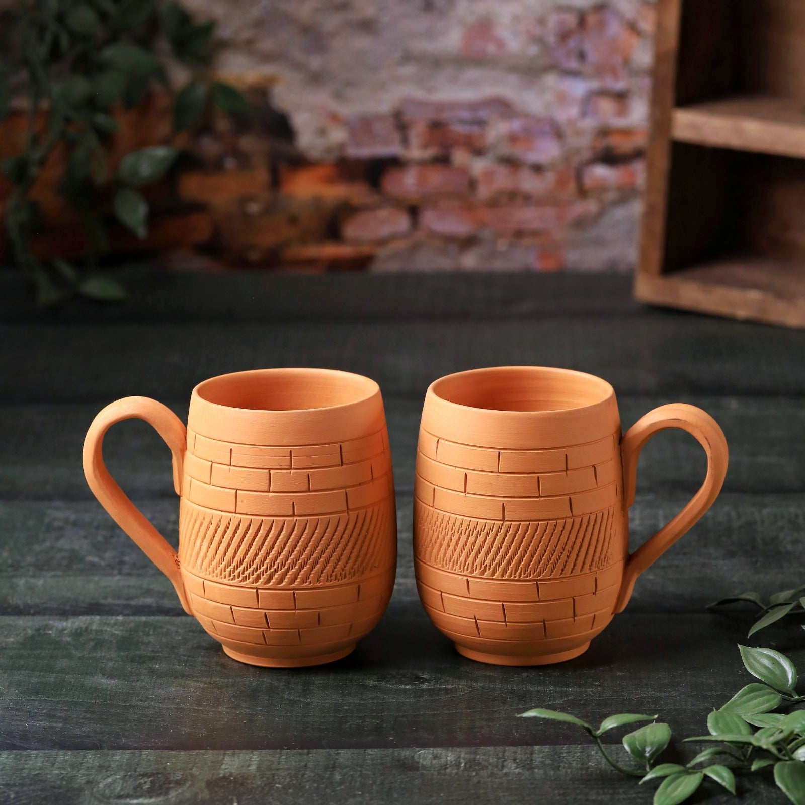 Terracotta Maharaja Jumbo Mug - Handcrafted Natural Clay Large Mug – Mugs on Brown Living™. SKU: JM-4. Img 3.