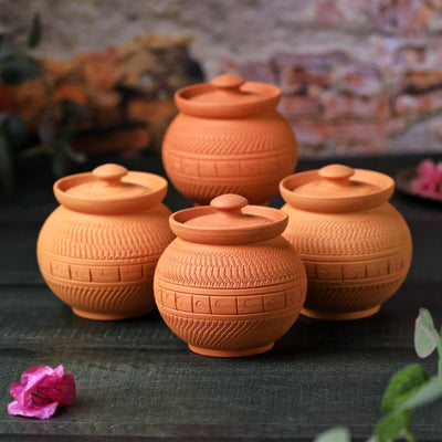 Terracotta Maharaja Sugar Pot | Handcrafted Clay Jar – Containers on Brown Living™. SKU: SP-6. Img 6.