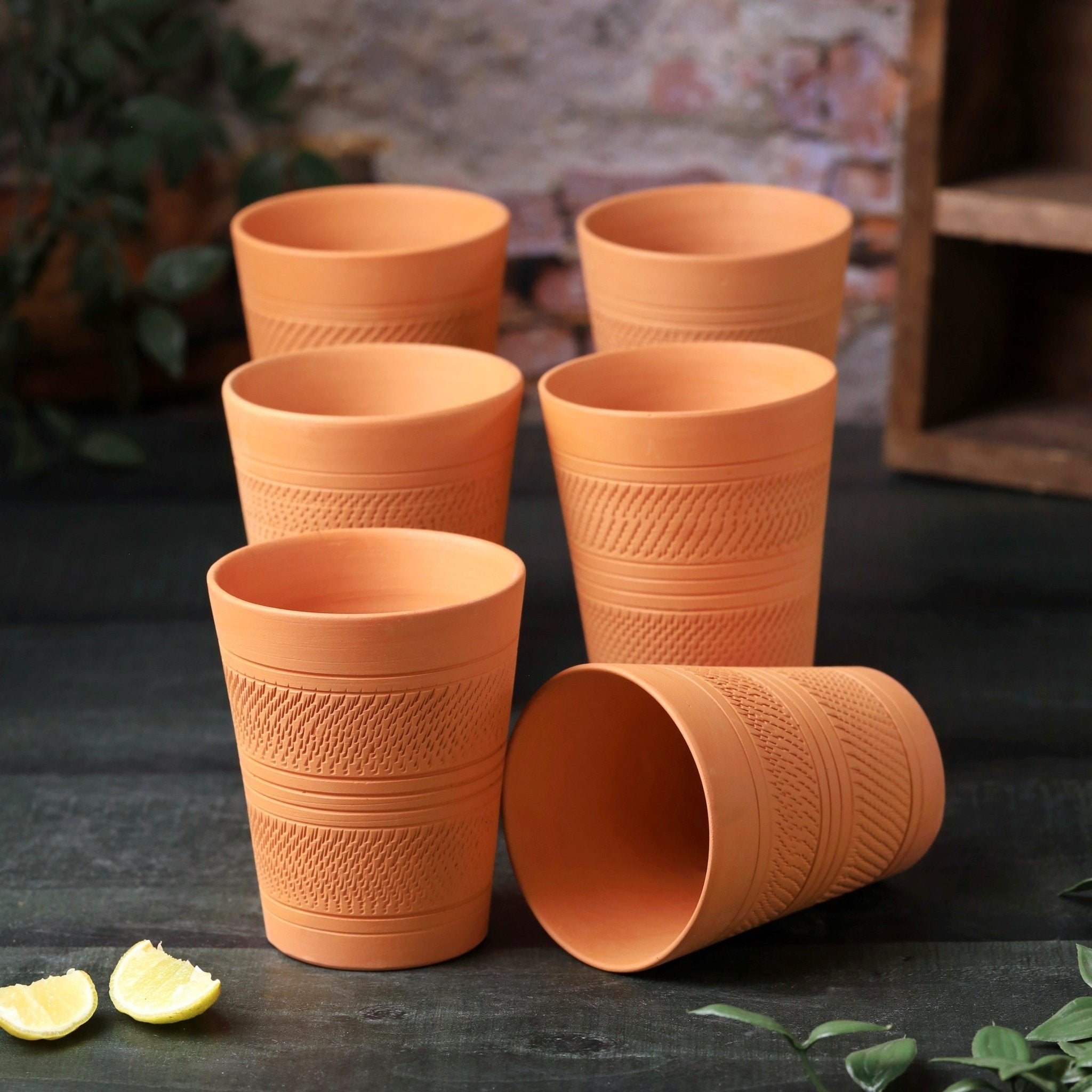 Terracotta Modern Jumbo Glass – Handcrafted Natural Clay Large Glass – Mugs on Brown Living™. SKU: DG-7. Img 1.