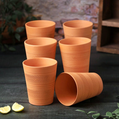 Terracotta Modern Jumbo Glass – Handcrafted Natural Clay Large Glass – Mugs on Brown Living™. SKU: DG-7. Img 1.