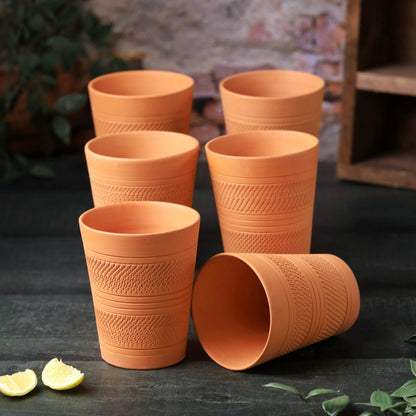 Terracotta Modern Jumbo Glass – Handcrafted Natural Clay Large Glass – Mugs on Brown Living™. SKU: DG-7. Img 1.