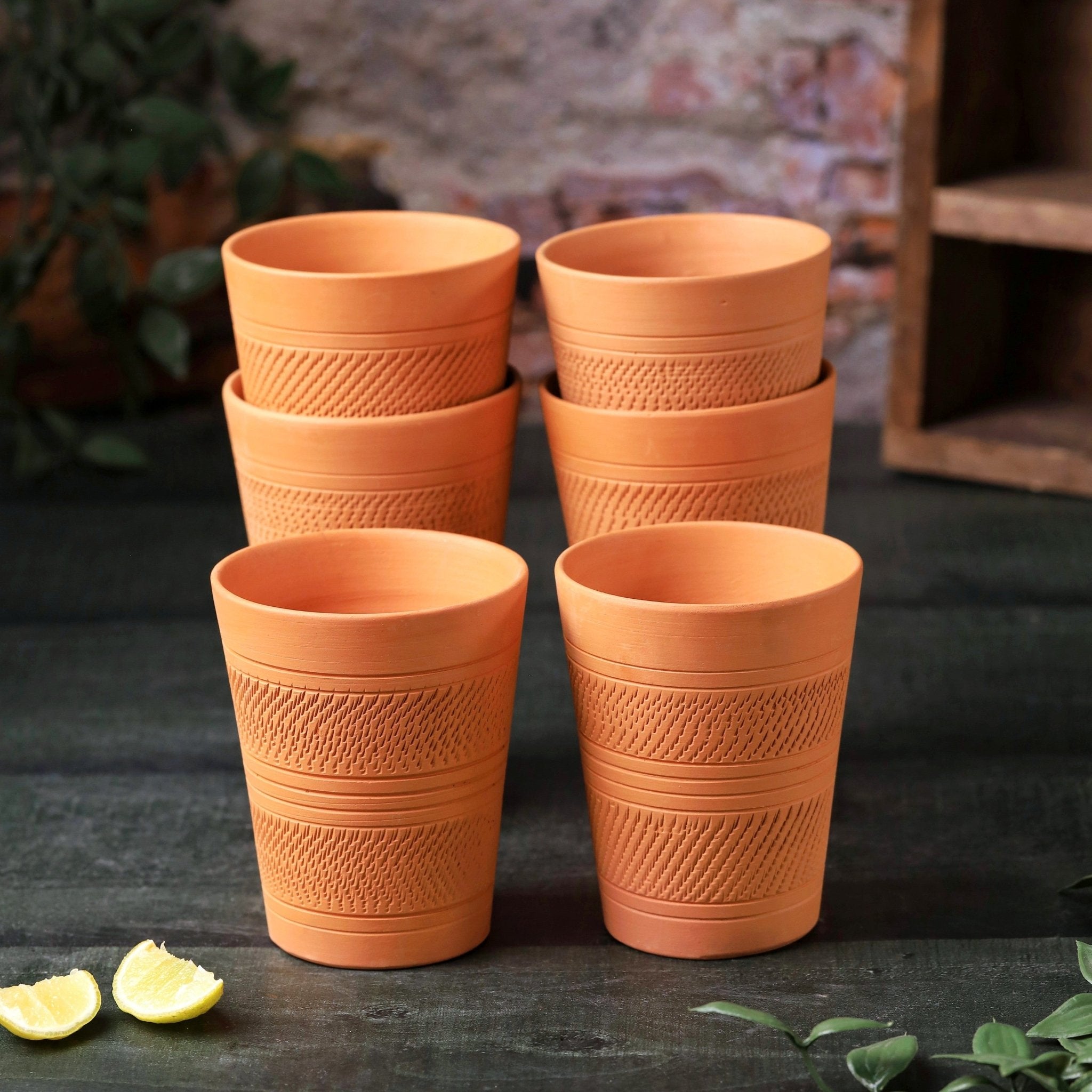 Terracotta Modern Jumbo Glass – Handcrafted Natural Clay Large Glass – Mugs on Brown Living™. SKU: DG-7. Img 2.