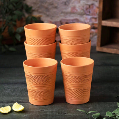 Terracotta Modern Jumbo Glass – Handcrafted Natural Clay Large Glass – Mugs on Brown Living™. SKU: DG-7. Img 2.