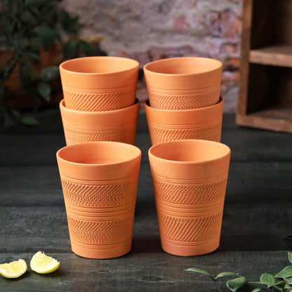 Terracotta Modern Jumbo Glass – Handcrafted Natural Clay Large Glass – Mugs on Brown Living™. SKU: DG-7. Img 2.