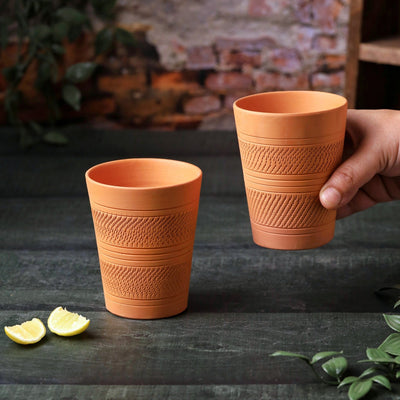 Terracotta Modern Jumbo Glass – Handcrafted Natural Clay Large Glass – Mugs on Brown Living™. SKU: DG-7. Img 9.