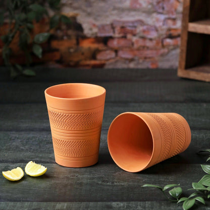 Terracotta Modern Jumbo Glass – Handcrafted Natural Clay Large Glass – Mugs on Brown Living™. SKU: DG-8. Img 8.