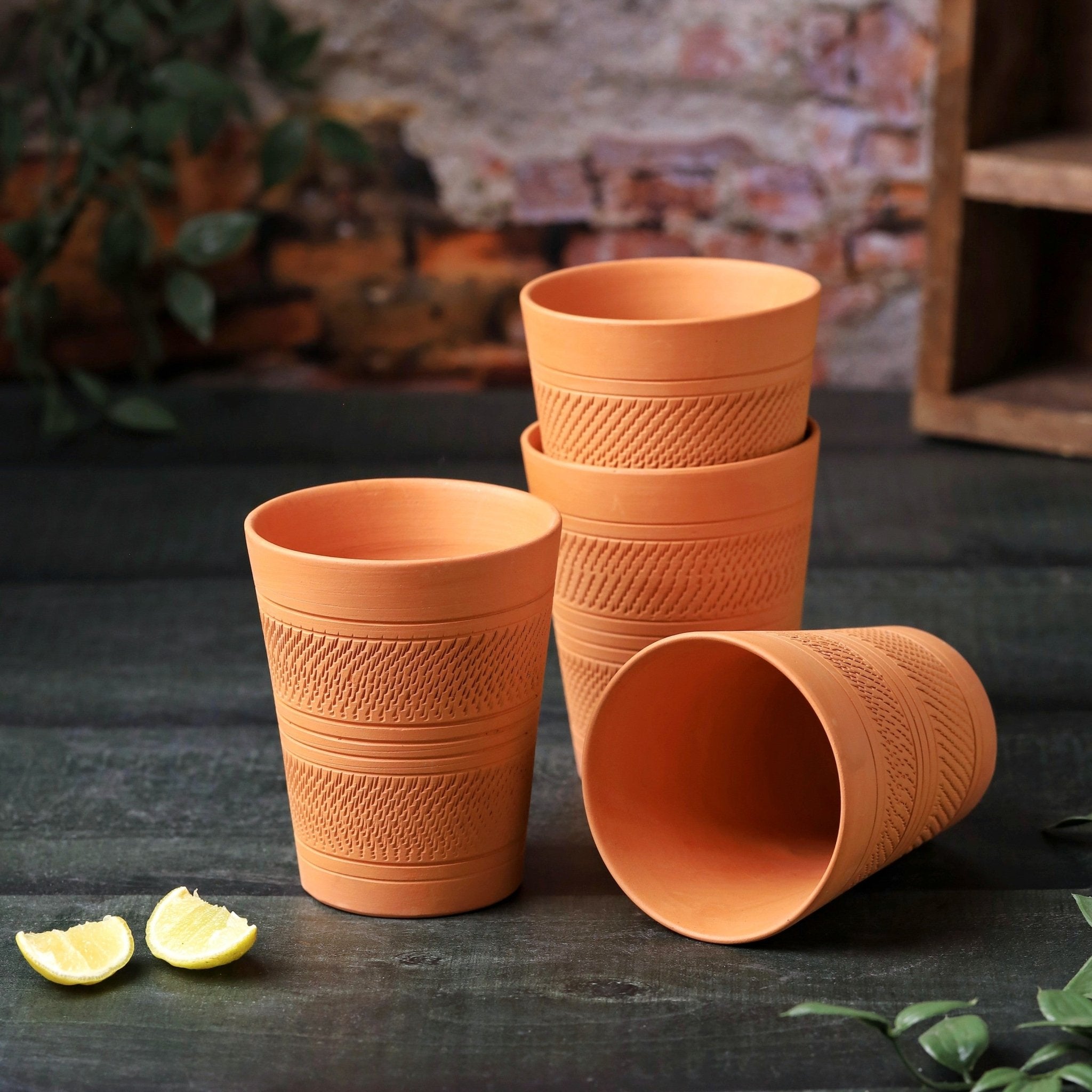 Terracotta Modern Jumbo Glass – Handcrafted Natural Clay Large Glass – Mugs on Brown Living™. SKU: DG-8. Img 5.