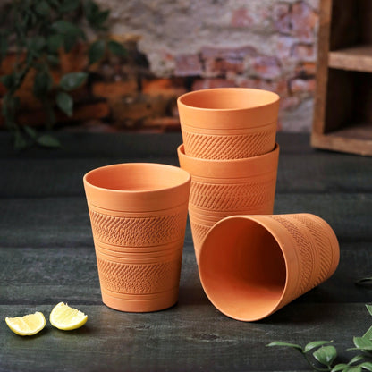 Terracotta Modern Jumbo Glass – Handcrafted Natural Clay Large Glass – Mugs on Brown Living™. SKU: DG-8. Img 5.