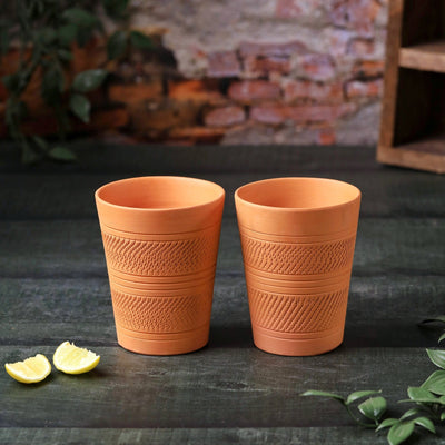 Terracotta Modern Jumbo Glass – Handcrafted Natural Clay Large Glass – Mugs on Brown Living™. SKU: DG-8. Img 7.