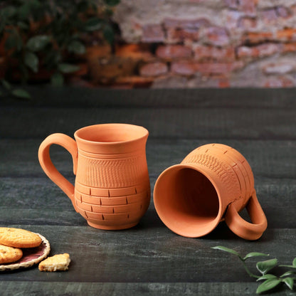 Terracotta Peshwa Coffee Mug – Handcrafted Natural Clay Coffee Mug – Mugs on Brown Living™. SKU: CM-10. Img 7.