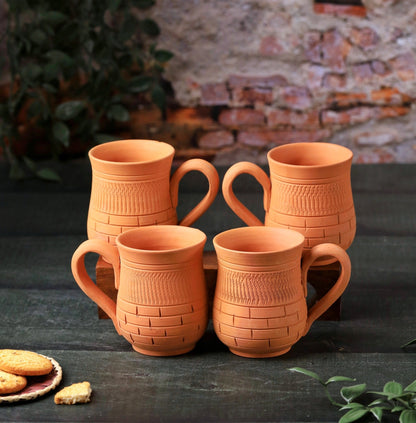 Terracotta Peshwa Coffee Mug – Handcrafted Natural Clay Coffee Mug – Mugs on Brown Living™. SKU: CM-11. Img 5.