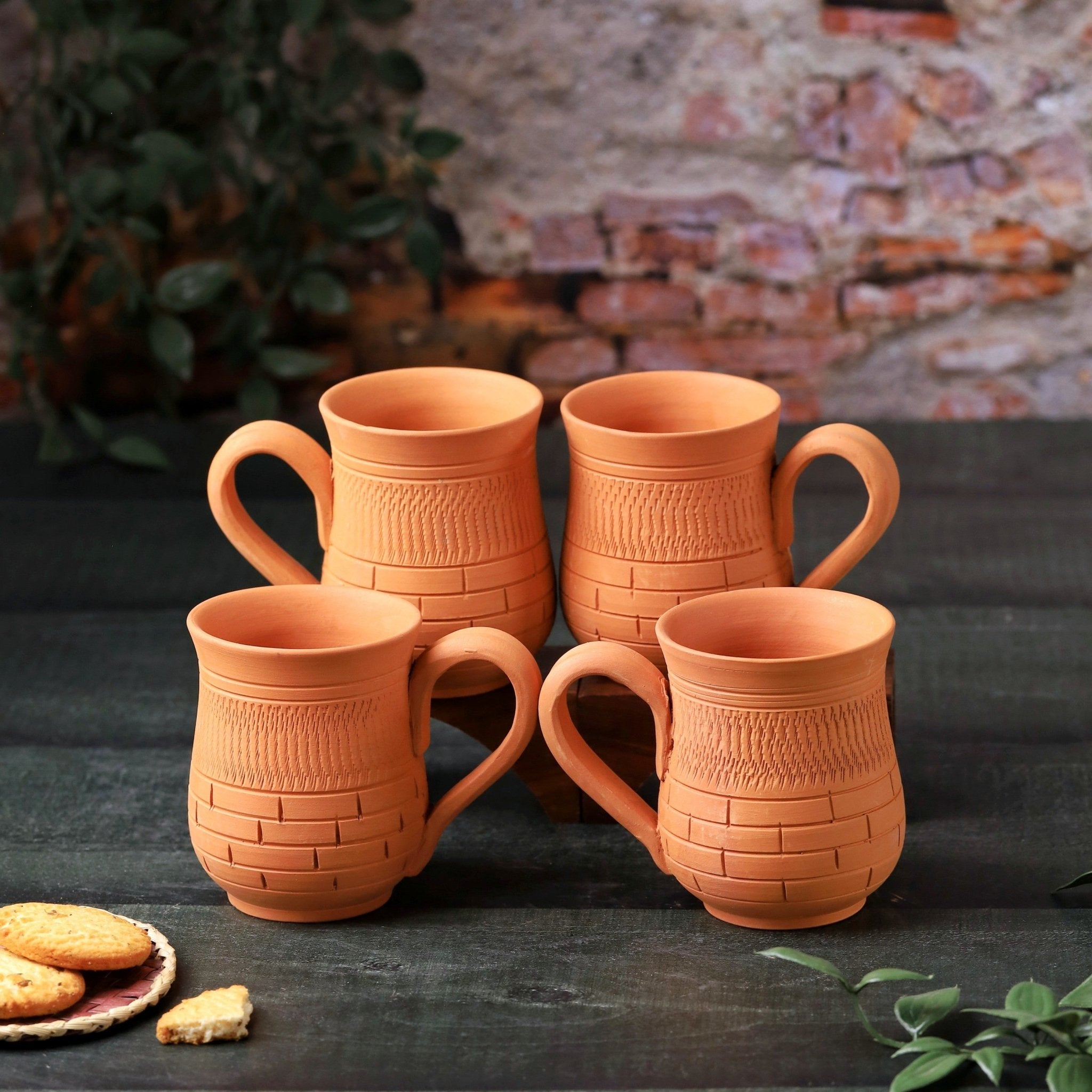Terracotta Peshwa Coffee Mug – Handcrafted Natural Clay Coffee Mug – Mugs on Brown Living™. SKU: CM-12. Img 4.