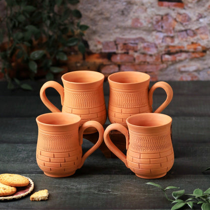 Terracotta Peshwa Coffee Mug – Handcrafted Natural Clay Coffee Mug – Mugs on Brown Living™. SKU: CM-12. Img 4.