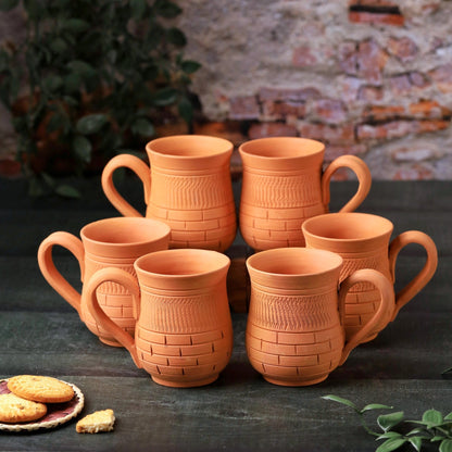 Terracotta Peshwa Coffee Mug – Handcrafted Natural Clay Coffee Mug – Mugs on Brown Living™. SKU: CM-12. Img 2.