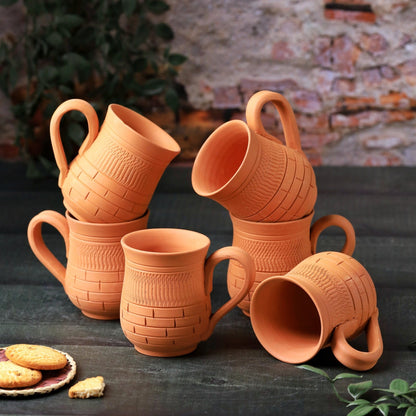 Terracotta Peshwa Coffee Mug – Handcrafted Natural Clay Coffee Mug – Mugs on Brown Living™. SKU: CM-12. Img 1.