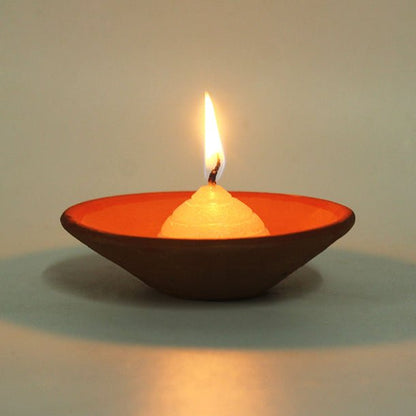 Terracotta Plato Candle Holder / Plate | Set of 12 + Complimentary 12 Pcs Candles | Verified Sustainable by Brown Living™