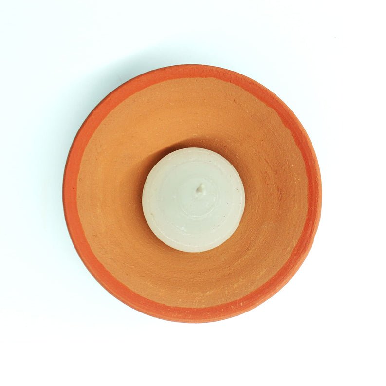 Terracotta Plato Candle Holder / Plate | Set of 12 + Complimentary 12 Pcs Candles | Verified Sustainable by Brown Living™