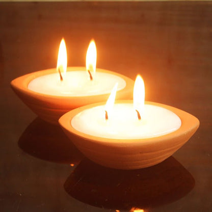 Terracotta Pot Boat Festive Candle for Diwali / Puja | Set of 6 | Verified Sustainable by Brown Living™