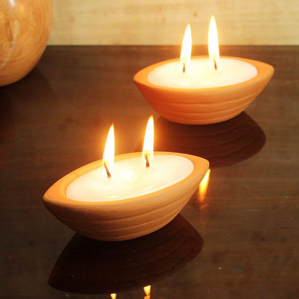 Terracotta Pot Boat Festive Candle for Diwali / Puja | Set of 6 | Verified Sustainable by Brown Living™