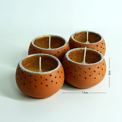 Terracotta Pot Dome Candle Holders | Set of 4 + 4 Complimentary Candles | Verified Sustainable by Brown Living™