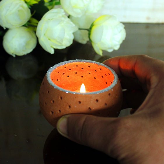 Terracotta Pot Dome Candle Holders | Set of 4 + 4 Complimentary Candles | Verified Sustainable by Brown Living™