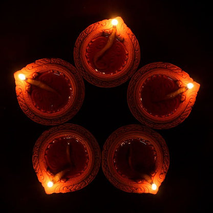 Terracotta Small Motif Diya (Set of 25) | Verified Sustainable by Brown Living™