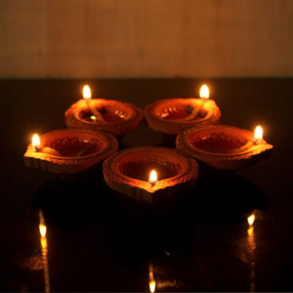 Terracotta Small Motif Diya (Set of 25) | Verified Sustainable by Brown Living™