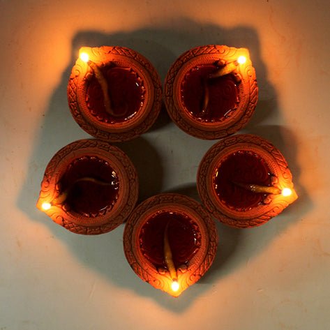 Terracotta Small Motif Diya (Set of 25) | Verified Sustainable Pooja Needs on Brown Living™