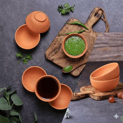 Terracotta Special Chutney (Dip) Bowl | Handmade Clay Serving Bowl – Plates & Bowls on Brown Living™. SKU: SB-10. Img 9.