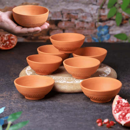 Terracotta Special Chutney (Dip) Bowl | Handmade Clay Serving Bowl – Plates & Bowls on Brown Living™. SKU: SB-8. Img 3.