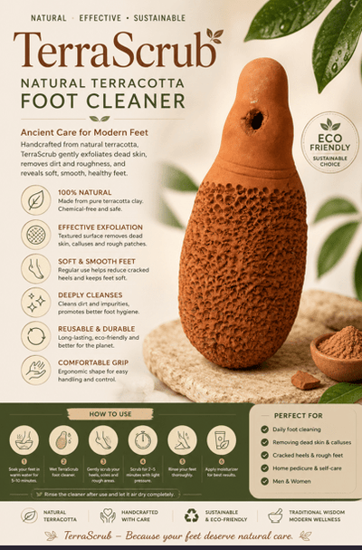 TerraScrub – Natural Terracotta Foot Cleaner – Foot Care on Brown Living™. SKU: OEP947. Img 2.