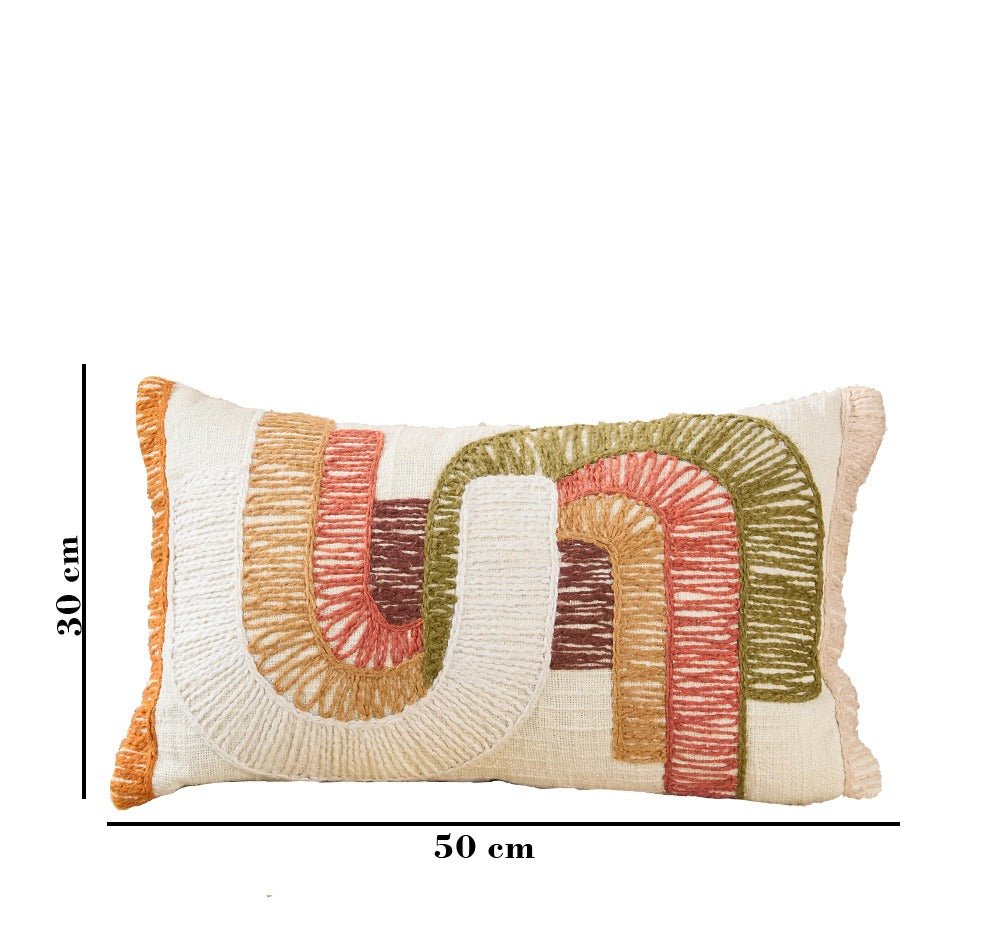Textured Multi Cotton Cushion | Handcrafted Decorative Cushion – Pillow on Brown Living™. SKU: TEE-25718. Img 4.