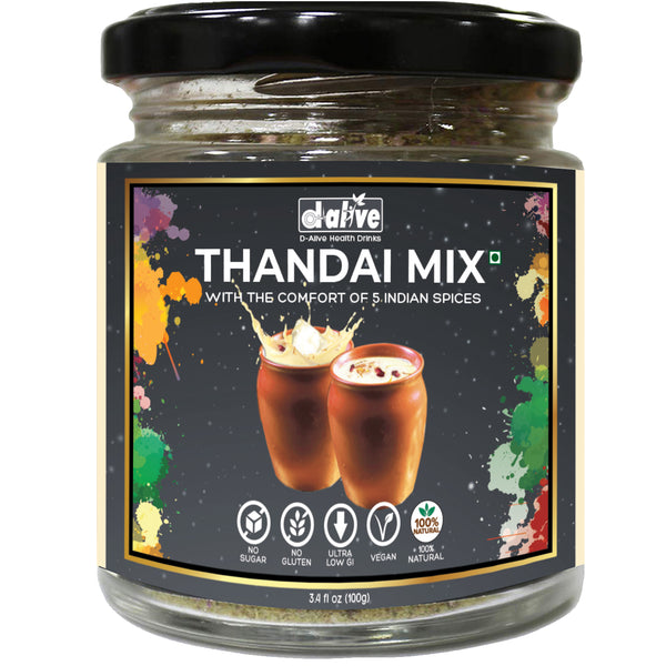 Buy Sugar- Free Thandai Instant Drink Premix- 100g | Shop Verified Sustainable Powder Drink Mixes on Brown Living™