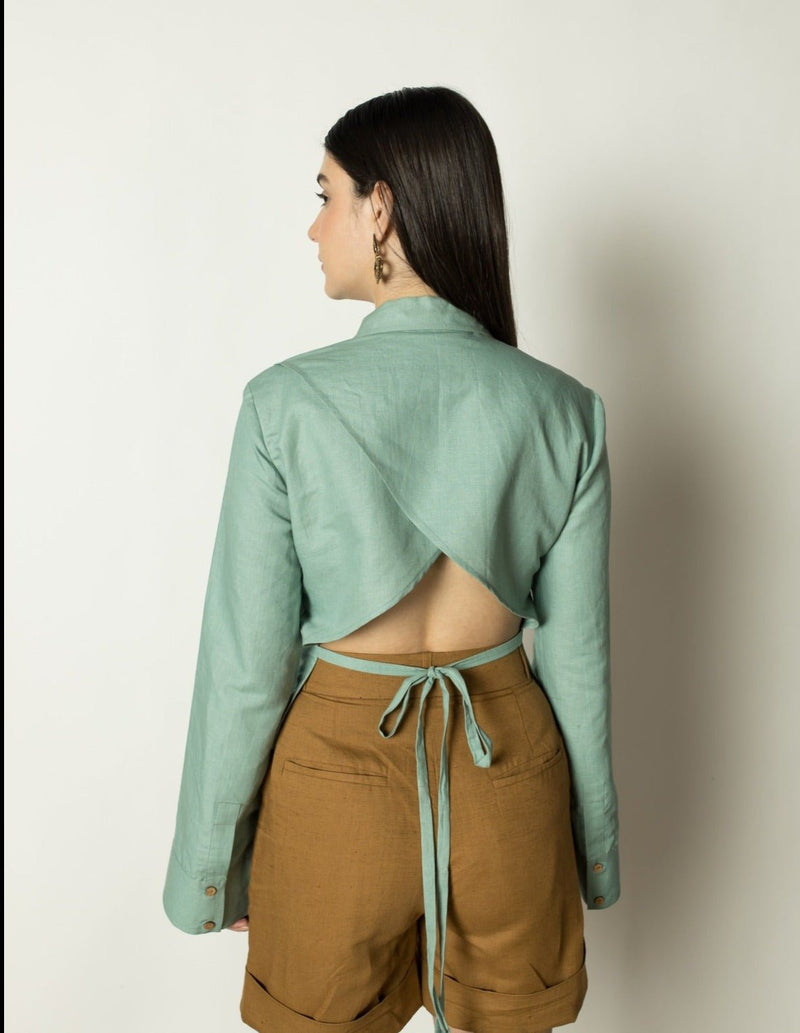 The Back Tie Hemp Cotton Shirt | Verified Sustainable Womens Shirt on Brown Living™