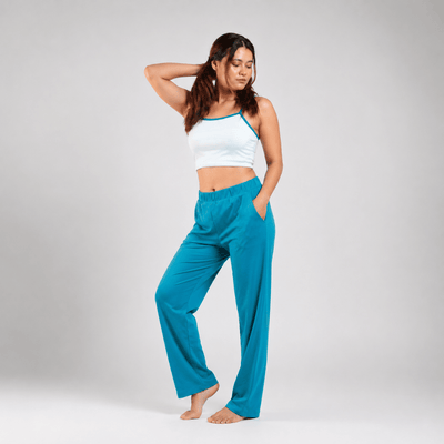 The Breeze Bloom Organic Cotton Co-Ord Set for Women – Womens Co-Ord Sets on Brown Living™. SKU: 005CSSky-Teal-S. Img 2.