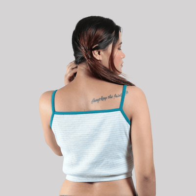 The Breeze Bloom Organic Cotton Co-Ord Set for Women – Womens Co-Ord Sets on Brown Living™. SKU: 005CSSky-Teal-S. Img 4.
