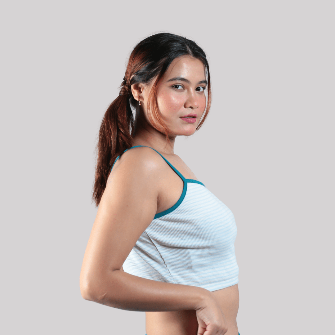 The Breeze Bloom Organic Cotton Co-Ord Set for Women – Womens Co-Ord Sets on Brown Living™. SKU: 005CSSky-Teal-S. Img 3.
