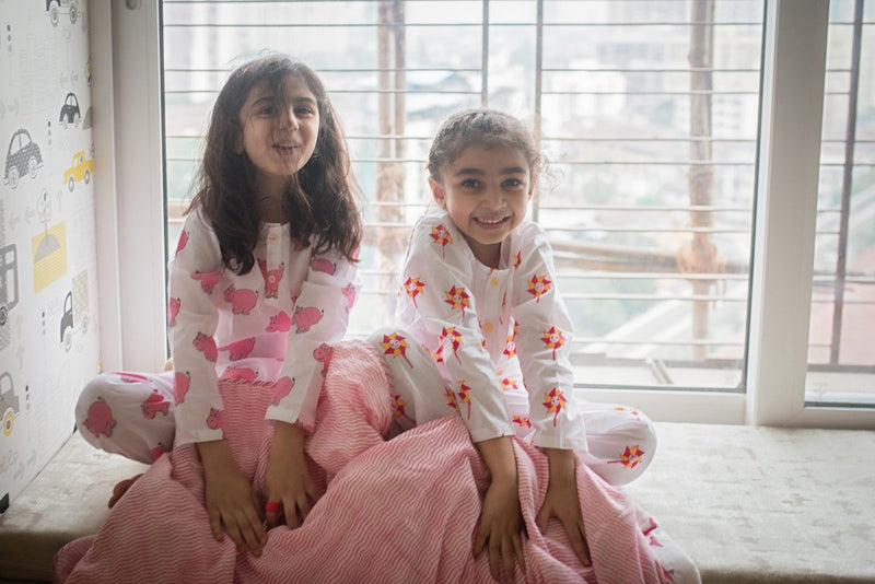 The Cheerful Hippo - Unisex Kids Cotton Nightwear | Verified Sustainable by Brown Living™