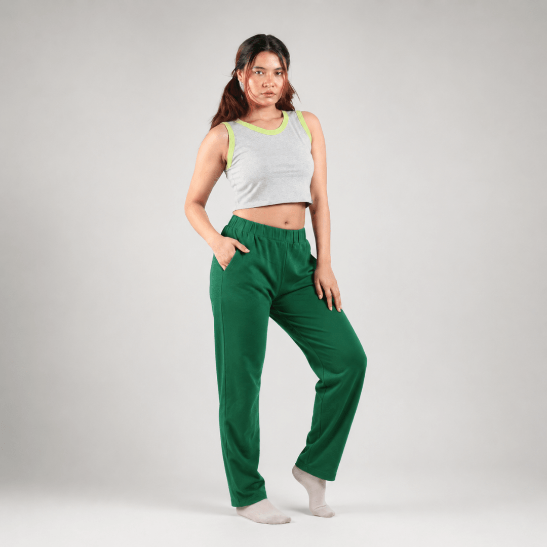 The Cloud Nine Organic Cotton Co-Ord Set for Women – Womens Co-Ord Sets on Brown Living™. SKU: 002CSNeonGrey-Green-S. Img 1.