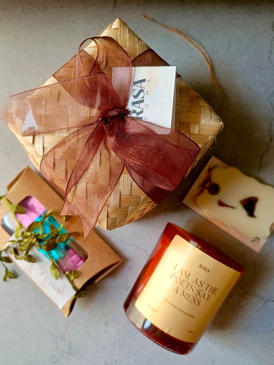 The Cozy Welcome Gift Set - Candle & Chocolate – Gift Hampers by Rasa Home available on Brown Living™. A Beautiful Mess Gift Set - Candle & Chocolate . SKU: BMRGS08. Img 2.