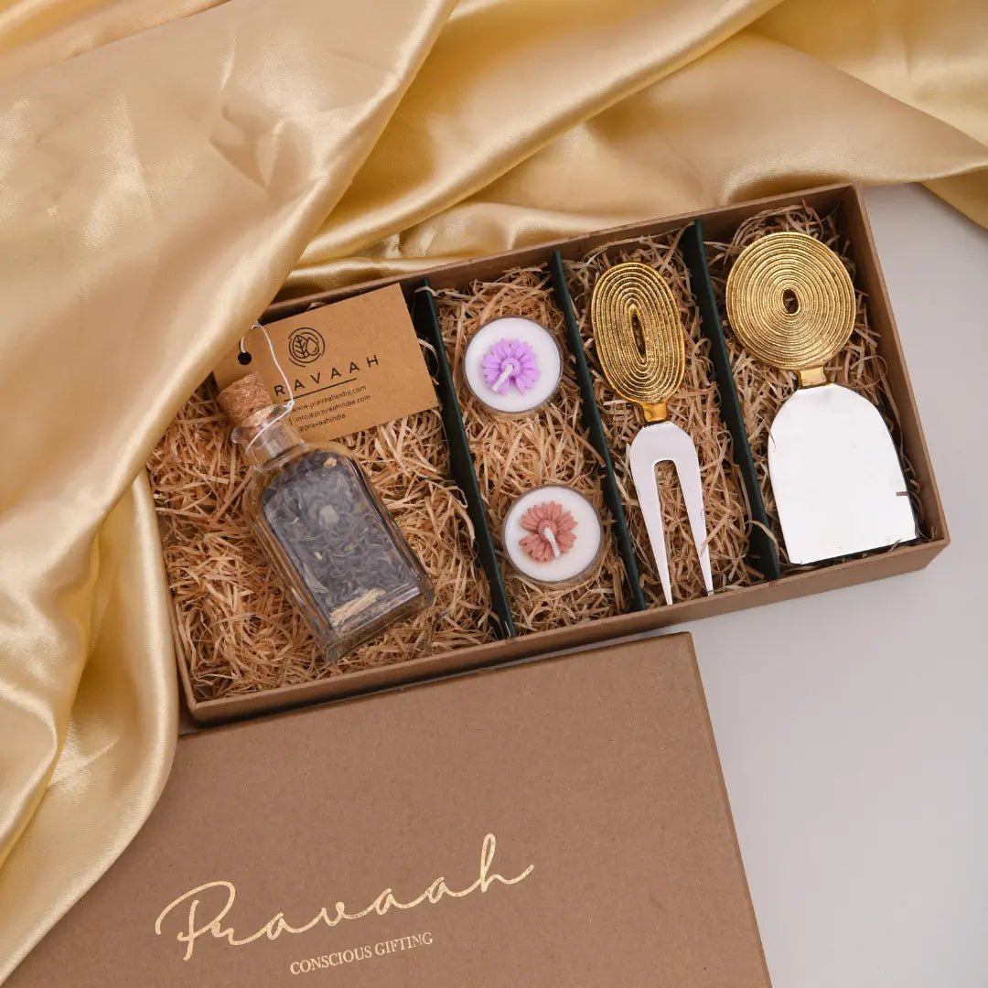 The Curated Hosting Kit | Luxury Gift Box for Hosts – Gift Hampers by Pravaah India available on Brown Living™. Xl Mustafd. SKU: PRA25GH012. Img 1.