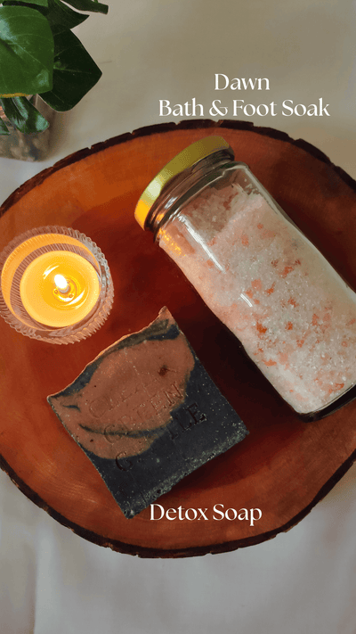 The Detox Ritual: Charcoal Soap & Mint Soak Duo – Gift Box on Brown Living™. SKU: BGDD001. Img 2.