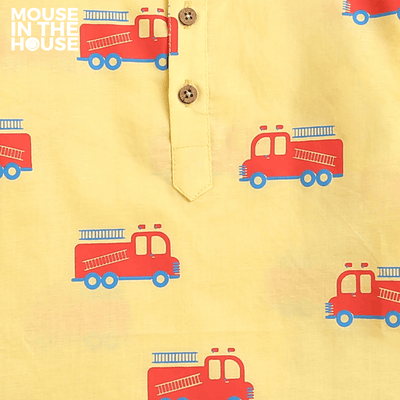 The Fire Fighter Truck - Unisex Kids Cotton Nightwear – Kids Pyjamas on Brown Living™. SKU: MITHNW-014-1. Img 8.