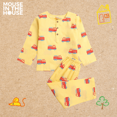 The Fire Fighter Truck - Unisex Kids Cotton Nightwear – Kids Pyjamas on Brown Living™. SKU: MITHNW-014-1. Img 2.